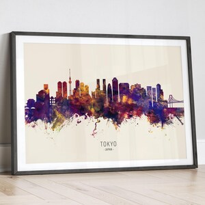 Tokyo Skyline Japan, Cityscape Painting Art Print Poster LX (14992)