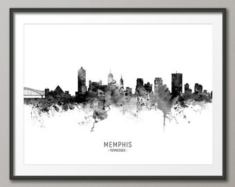 Memphis Skyline, Memphis Tennessee Cityscape Art Print Poster (11562)