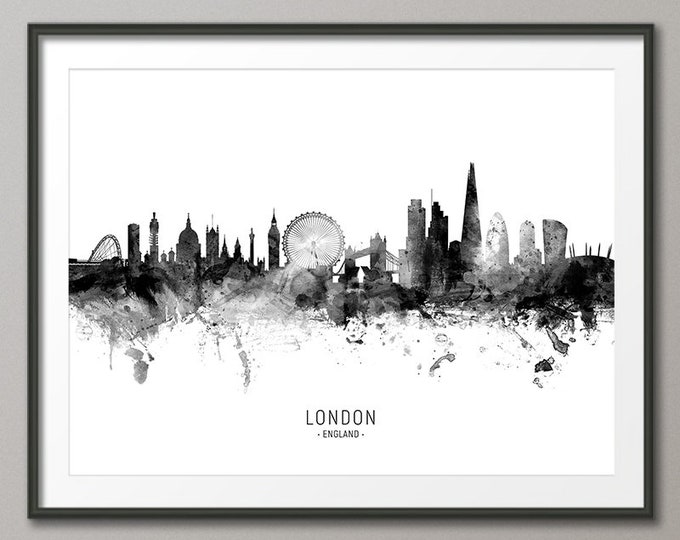 London Skyline, London England Cityscape Art Print Poster (11444)