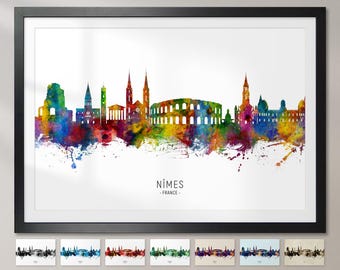 Nimes Skyline France, Cityscape Art Print Poster ZX (26210) - Etsy