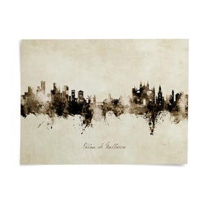 a cityscape with a variety of architectural styles and structures, including tall buildings and spires, creating a dynamic and visually interesting skyline.