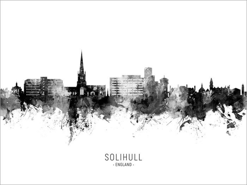 Solihull Skyline Solihull England Cityscape Art Print Poster Etsy