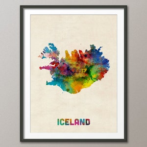 Poster impression d'art carte de l'Islande (16478)