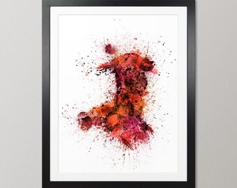 Wales Map, Abstract Paint Splashes Art Print Poster, Portrait - SP (2034)