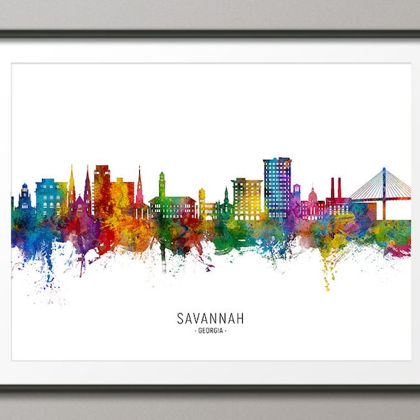 Savannah Skyline Georgia, Cityscape Pintura Arte Imprimir Cartel CX (22999)