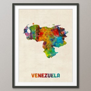 Mapa de Venezuela en acuarela, impresión artística (1327)