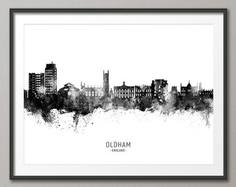 Oldham Skyline, Oldham England Cityscape Kunstdruck Poster (24060)