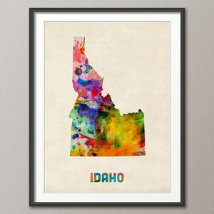 Idaho Watercolor Map USA, Art Print JX (390)
