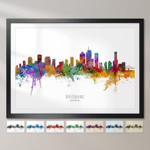 Poster di stampa artistica di Brisbane Skyline Australia, Cityscape Painting CX (6640)