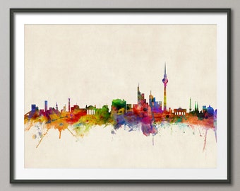 Impresión artística del horizonte de Berlín, paisaje urbano de Berlín, Alemania (503)