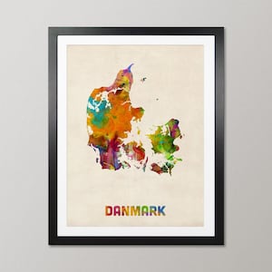 Denmark Map, Watercolour Art Print Poster, Country Travel Wall Decor - JM (516)