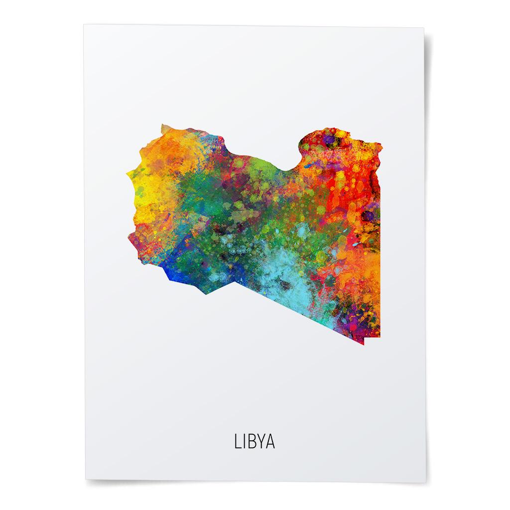 Libya Map, Watercolour Painting Art Print Poster, Portrait - MX (10873 ...