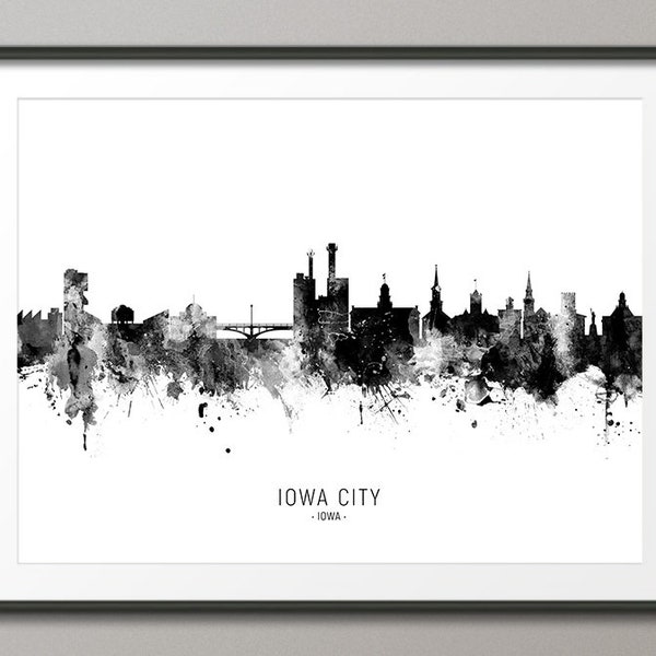 Iowa City Skyline, Iowa City Iowa Cityscape Art Print Poster (11601)