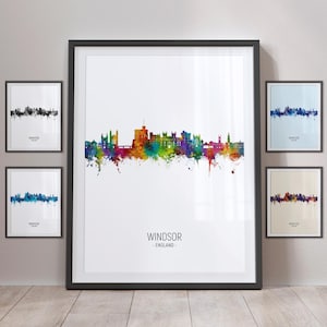 Impresión artística del horizonte de Windsor, paisaje urbano de Windsor, Inglaterra, póster con retrato PX (29228)