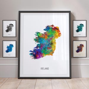 Carte de l'Irlande, aquarelle, impression d'art poster MX (10854)