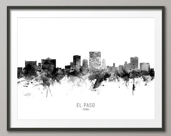 El Paso Skyline, El Paso Texas Cityscape Art Print Poster (11662)