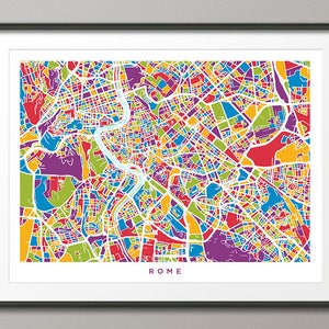 Plan des rues de la ville de Rome, Italie, impression d'art (2858)