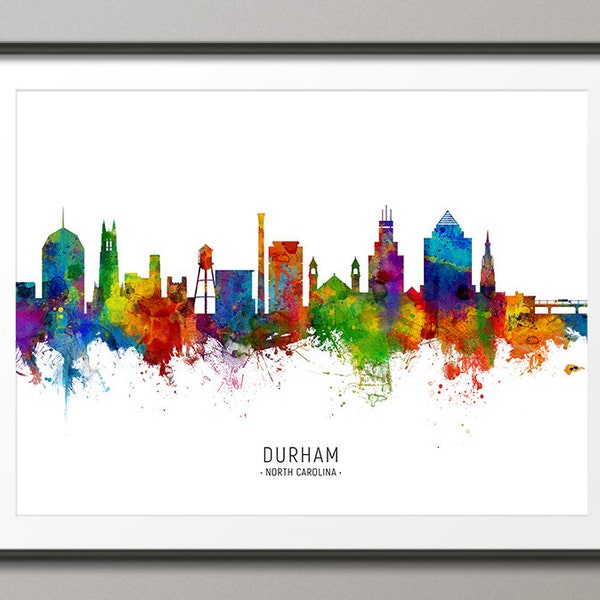 Durham Skyline North Carolina, Cityscape Painting Art Print Poster CX (6603)