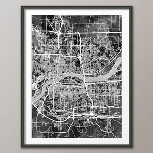 Carte de quatre villes, Davenport, Bettendorf, Rock Island, Moline, impression d'art (2511)