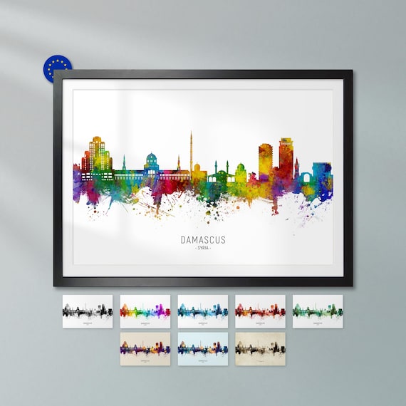Damascus Skyline Syria, Poster Print Cityscape Art ZX (15319) - Etsy