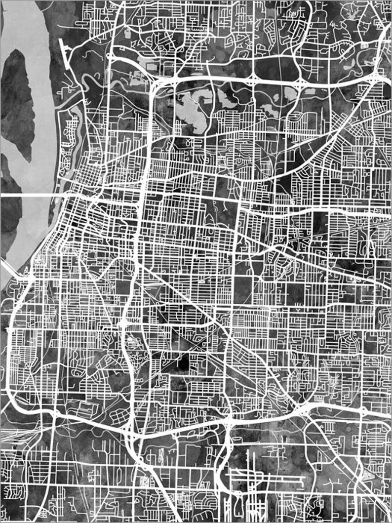 Memphis Map Memphis Tennessee Watercolor Map Painting Art Etsy