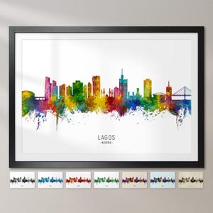 Lagos Skyline Nigeria, Cityscape Painting Art Print Poster CX (22620)