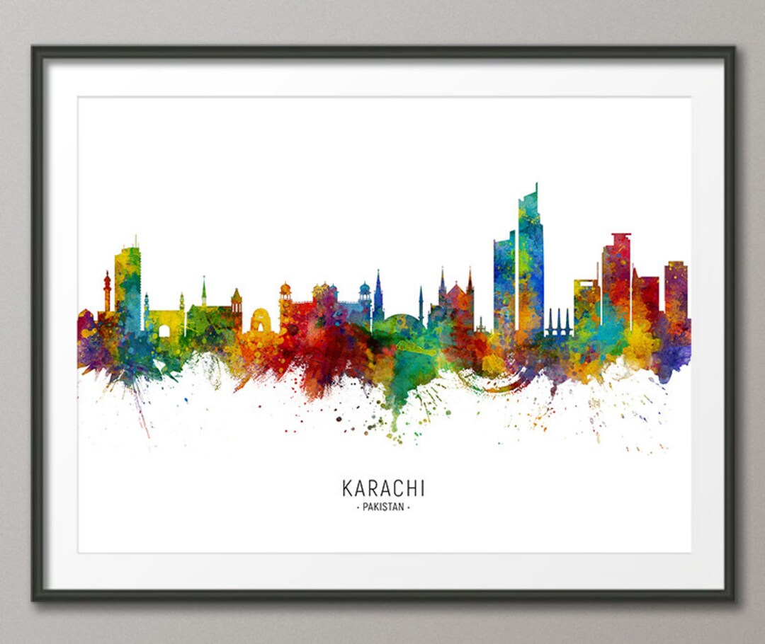 Karachi Skyline Pakistan, Cityscape Painting Art Print Poster CX 8813