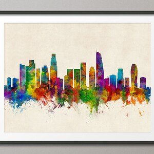 Los Angeles Skyline, Los Angeles California Cityscape Art Print (2655)