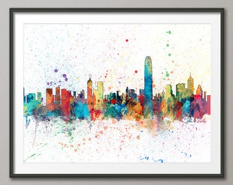 Hong Kong Skyline, Hong Kong China Cityscape Art Print (2013)