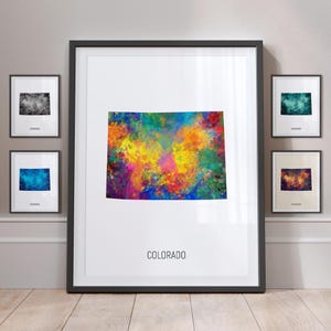 Carte du Colorado, impression d'art à l'aquarelle de l'État des États-Unis, affiche MX (30973)