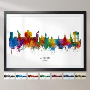 Kastanjebruine skyline Alabama, stadsgezicht schilderij Art Print poster CX (6626)