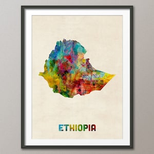 Ethiopia Watercolor Map, Art Print (2721)
