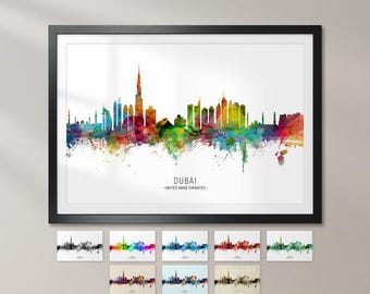 Dubai Skyline United Arab Emirates, Cityscape Art Print Poster KX (6496)