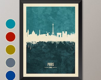 Paris Skyline, Paris Cityscape France, Watercolor Art Print Poster (4719)