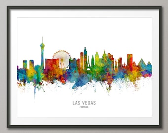 Las Vegas Skyline Nevada, Cityscape Painting Art Print Poster CX (6506)