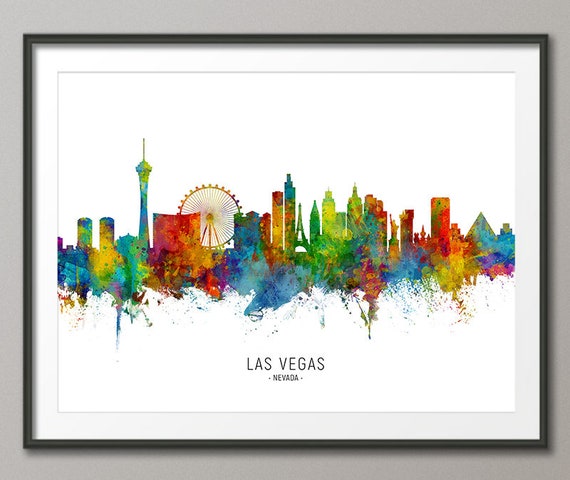 Las Vegas Watercolor Print Skyline Poster Travel Art 
