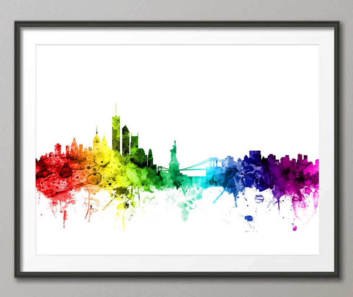 New York City Skyline, NYC Cityscape Art Print (2429) - Etsy
