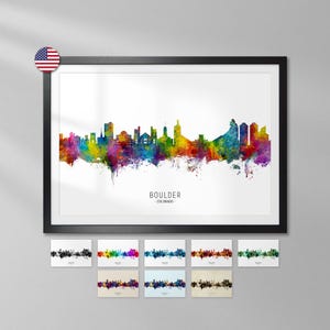 Boulder Skyline Colorado, Cityscape Art Print Poster YX (16315)