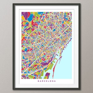 Mapa de Barcelona, Mapa de la ciudad de España, Art Print (6462)