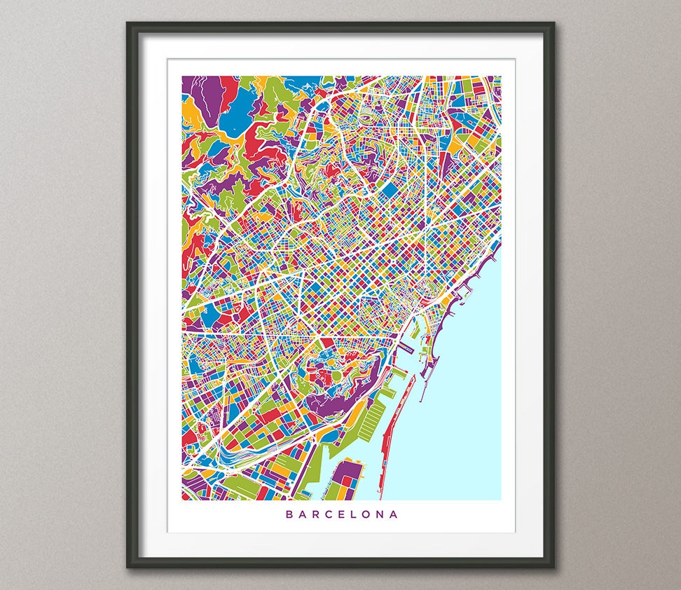 Barcelona Map, Spain City Map, Art Print (6462) - Etsy UK