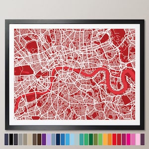London Map, Street Map London England, Art Print, custom colours available (836)