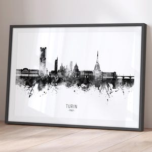 Turin Skyline Italien, Stadtansicht Malerei Kunstdruck Poster ONE / ONE (25704)