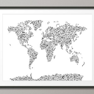 Carte du monde Notes de musique, impression d'art WM (2528)