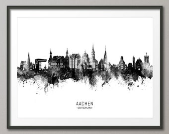 Aachen Skyline, Cartel de impresión de arte Aachen Deutschland Cityscape (21723)
