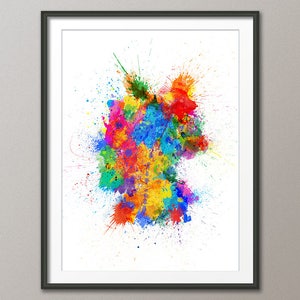 Germany Map, Germany Paint Spashes Map Art Print (3105)