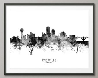 Knoxville Skyline, Knoxville Tennessee Cityscape Art Print Poster (11549)