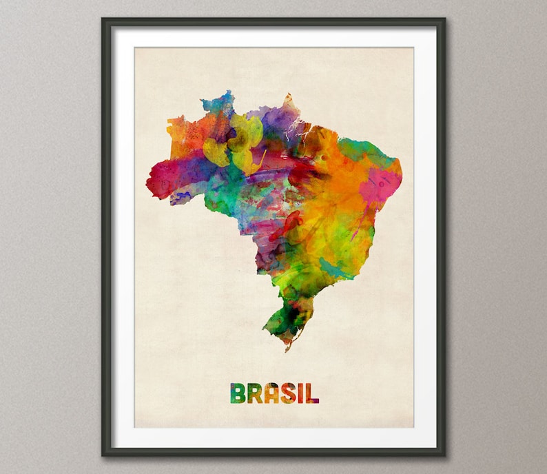 Brazil Watercolor Map Brasil Art Print 493 image 0