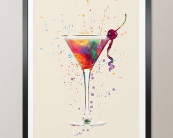 Póster con impresión artística de copa de cóctel, bebida de cóctel (2815)