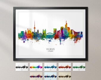 Vilnius Skyline Lithuania, Cityscape Art Print Poster KX (6633)