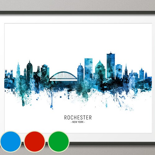 Rochester New York Skyline Art Print Poster NY Item T4879 Etsy
